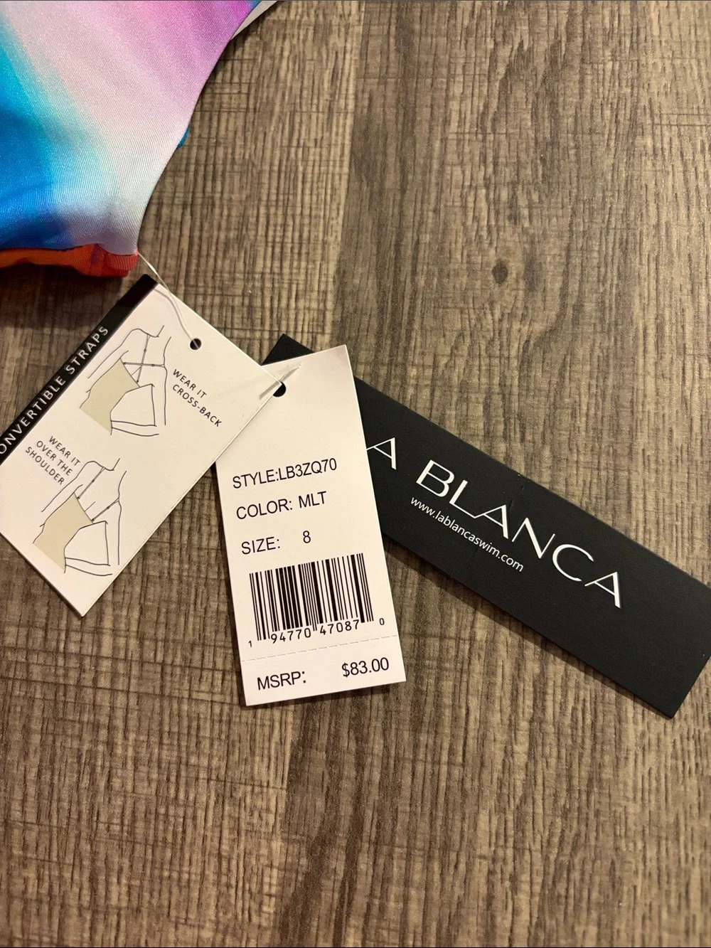 La Blanca Over The Shoulder Underwire Wrap Bikini Swimsuit Top Size 8